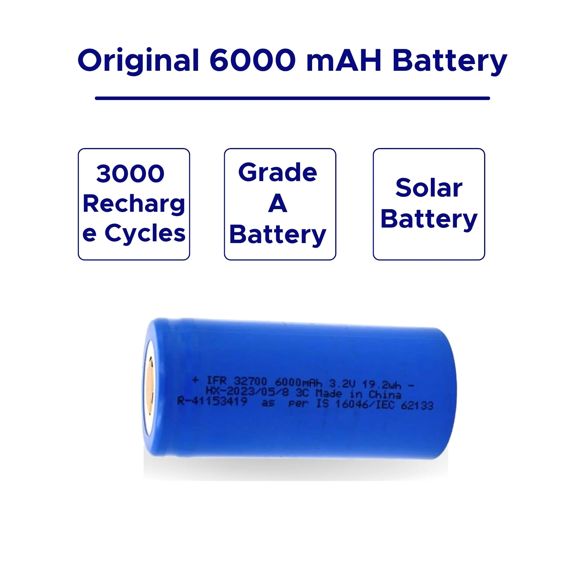 32700 â LFP Cell 3.2V 6000mAh Rechargeable Battery 1C - Grade A 4