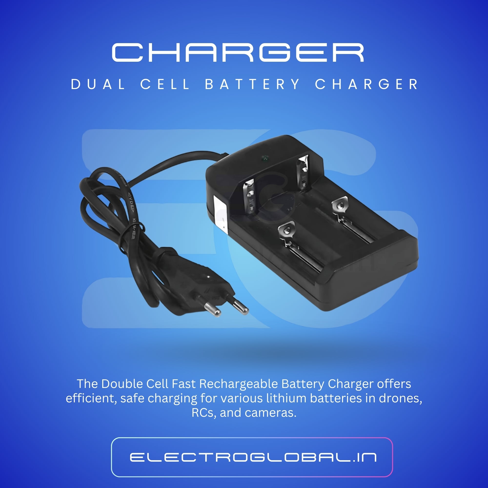 Double Cell 4.2V Fast Battery Charger â Universal Charger, Rechargeable Battery Charger, Lithium Battery Charger 4.2V/3.7V alternate