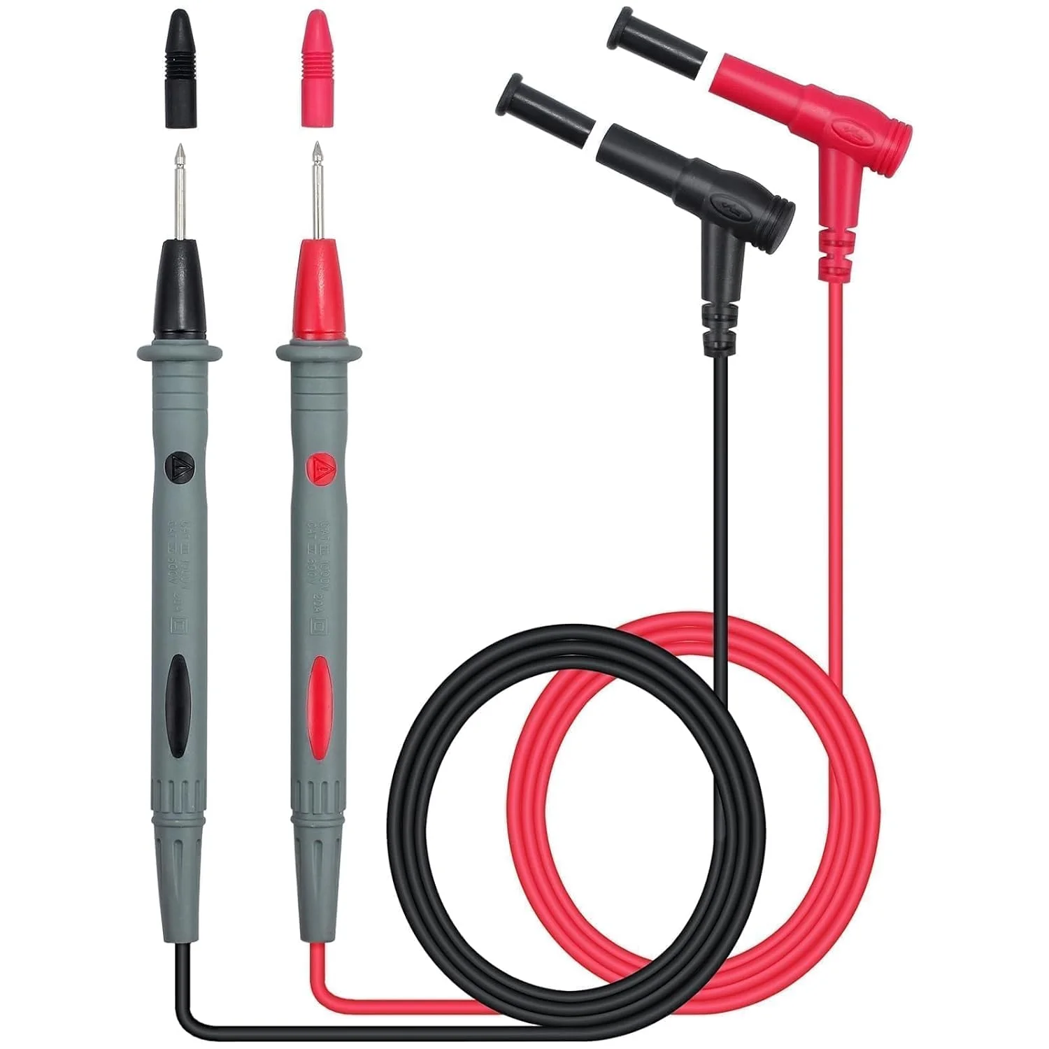 Electrical Multimeter Test Leads AC DC 1000V CAT II 10A With Alligator Clips Measuring Probes Pen Universal Testing Cable Circuit Tester 4mm Plug For Multimeters Silicone Molding