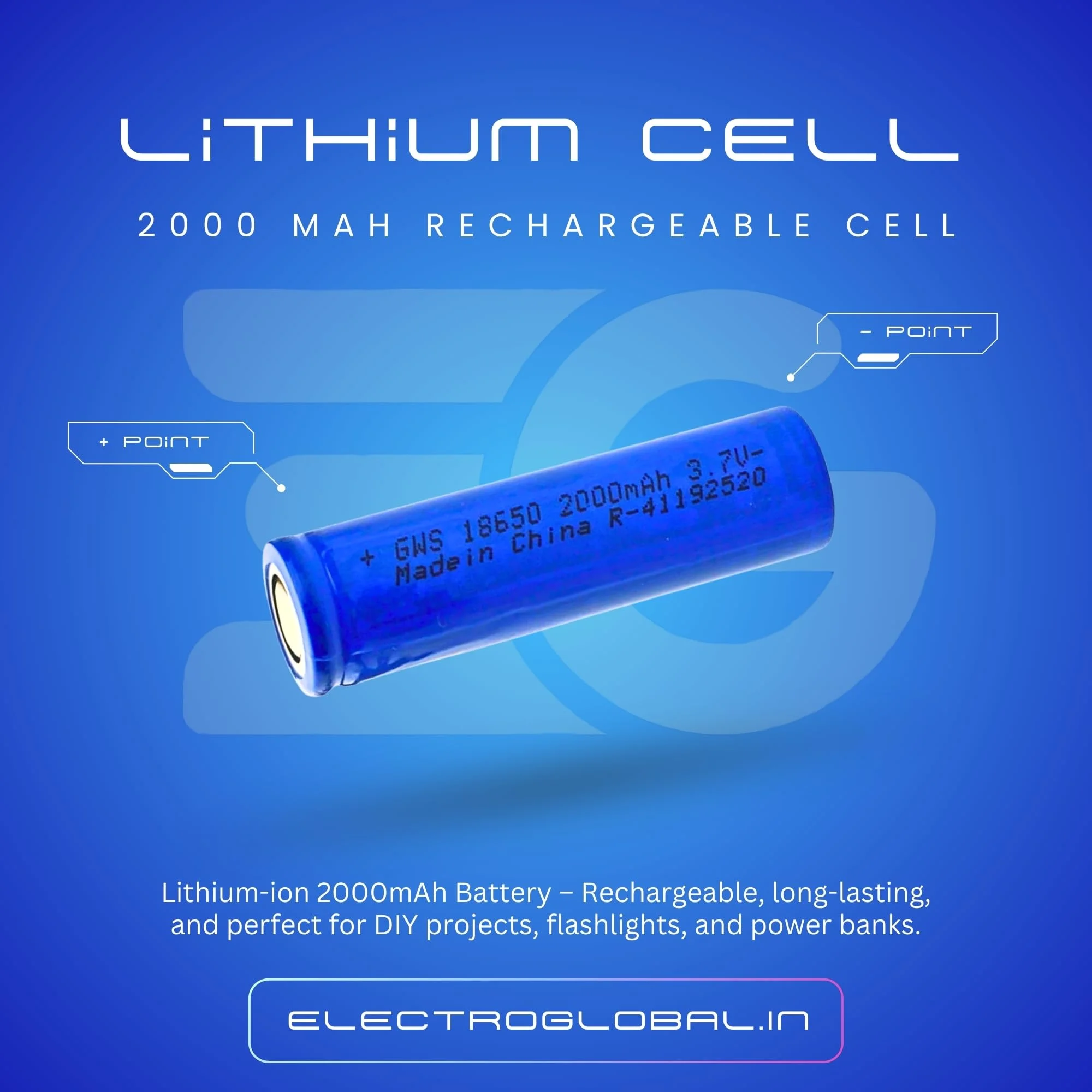 18650 Lithium Ion 2000mAh Rechargeable Battery - Li Ion 18650 Battery - High Quality 2